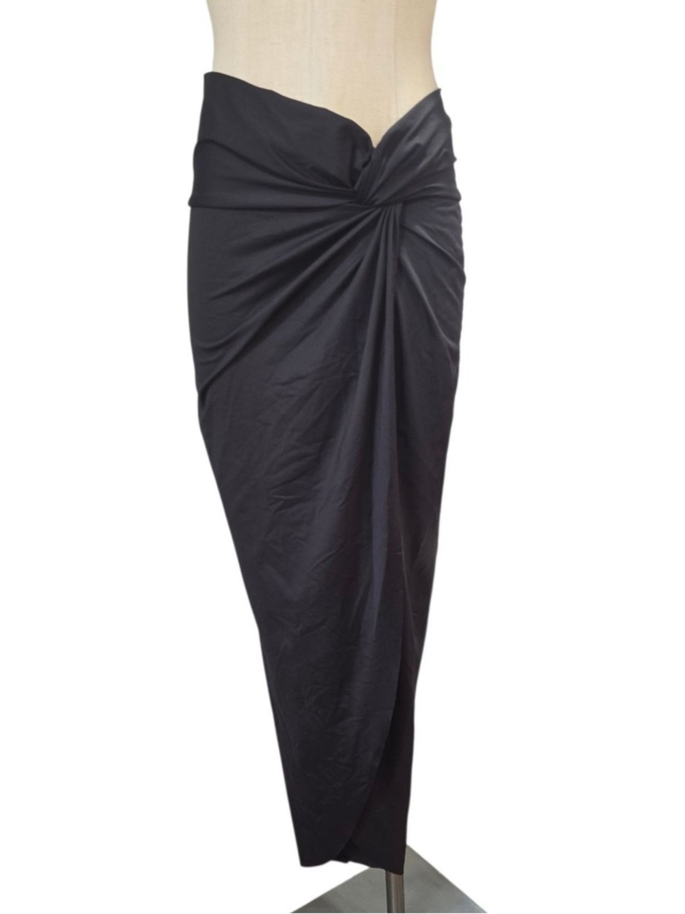 SKIMS Black Twist Front Swim Skirt Sarong